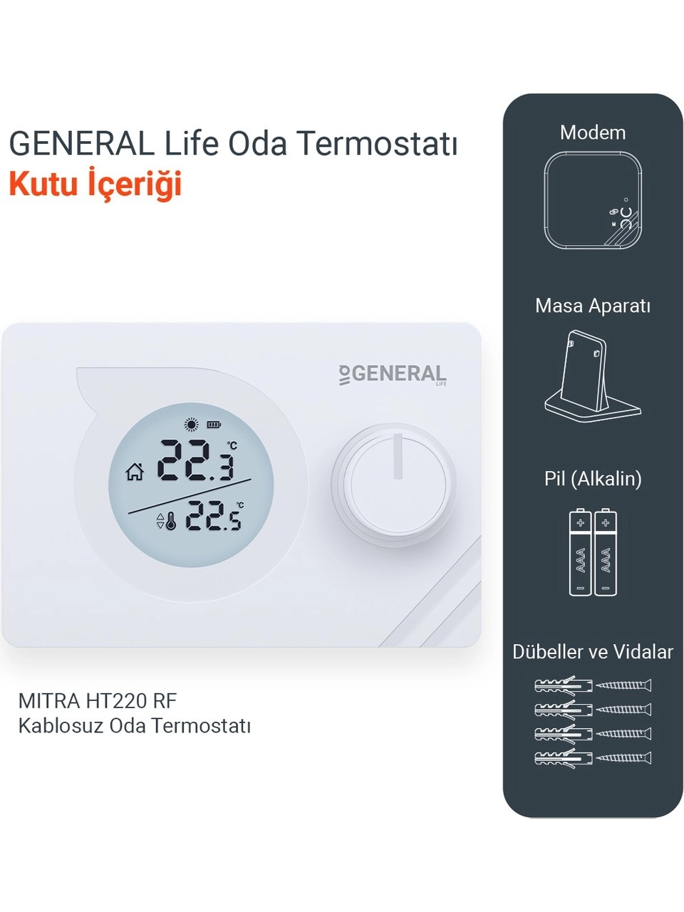 General Mitra 250 RF Kablosuz Dijital Oda Termostatı